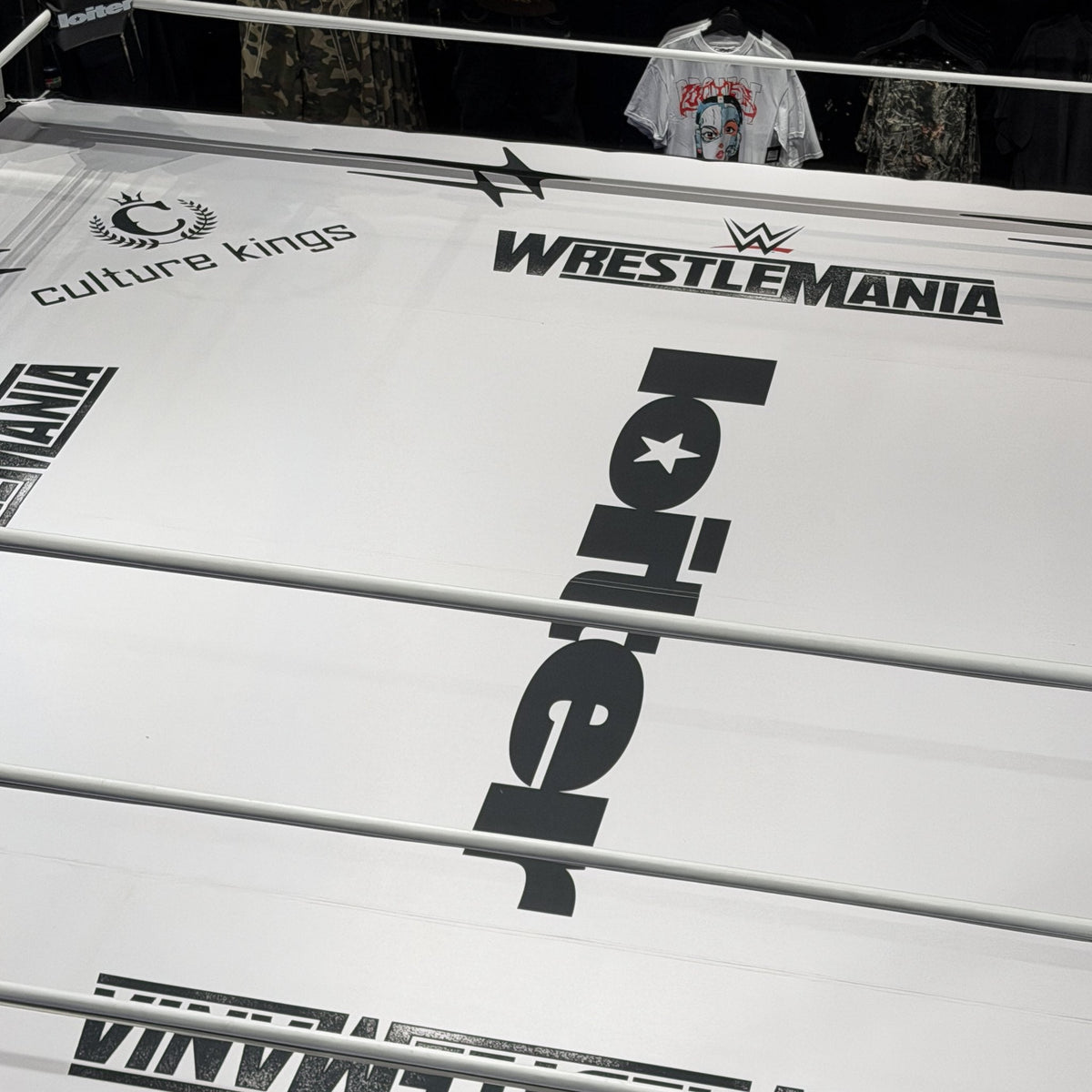 Custom printed white canvas on a PROLAST boxing ring