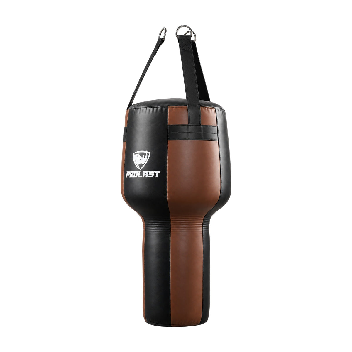 PROLAST black and brown angle heavy bag turned to show a side panel