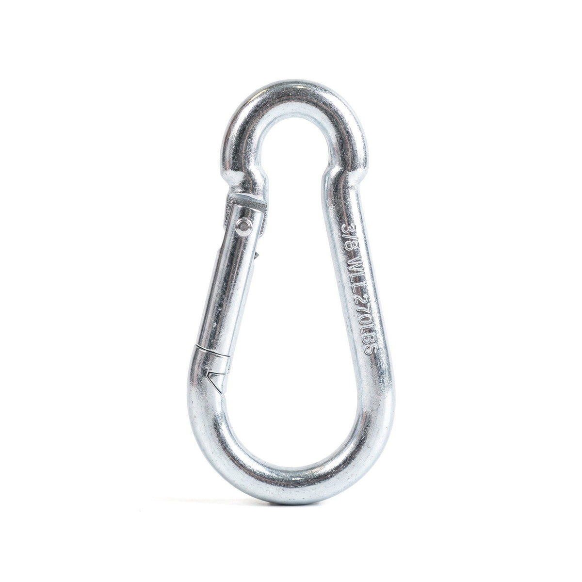 PROLAST heavy bag carabiner, a steel snap hook standing upright, stamped 3/8 WLL 270 lb
