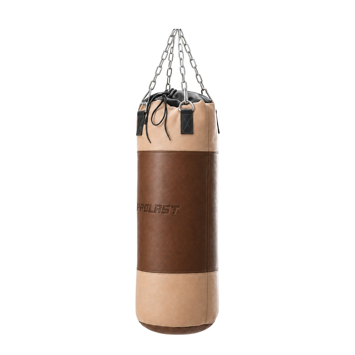 PROLAST Multi-Panel Leather Heavy Bag - Brown / Tan, seen from the side