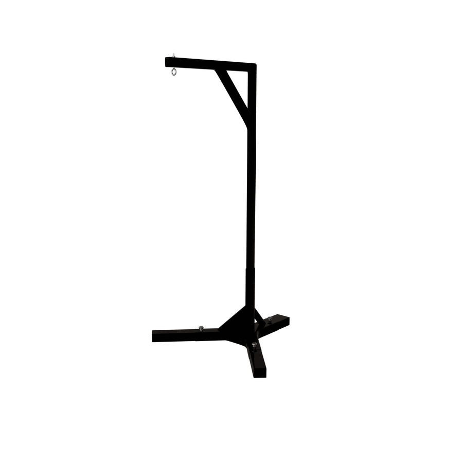 PROLAST professional single boxing bag stand, black steel with one hanging arm and eye hook on a three-leg base