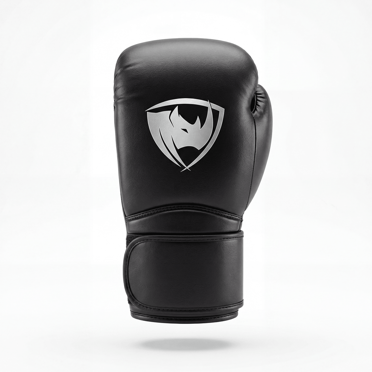 PROLAST SFX Series FS-SFX deluxe boxing glove in black, single glove from the back with silver rhino shield logo