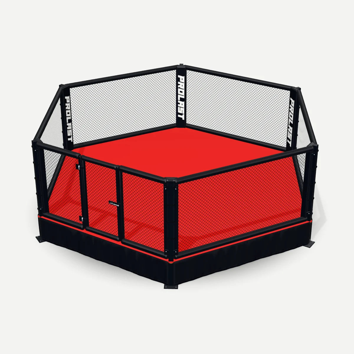 PROLAST custom hexagon MMA cage, 20’ × 20’, 2 ft platform
