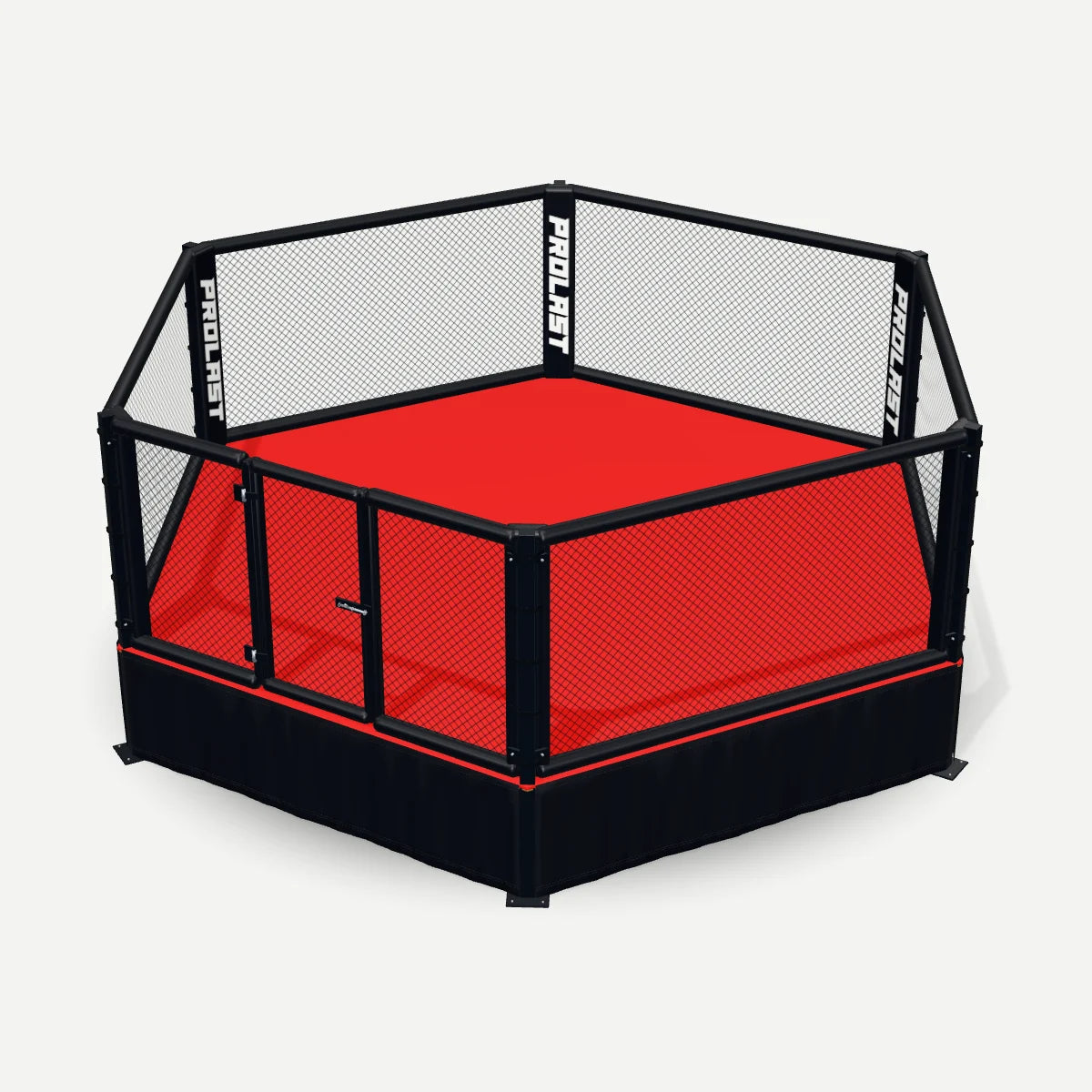 PROLAST custom hexagon MMA cage, 20’ × 20’, 3 ft platform