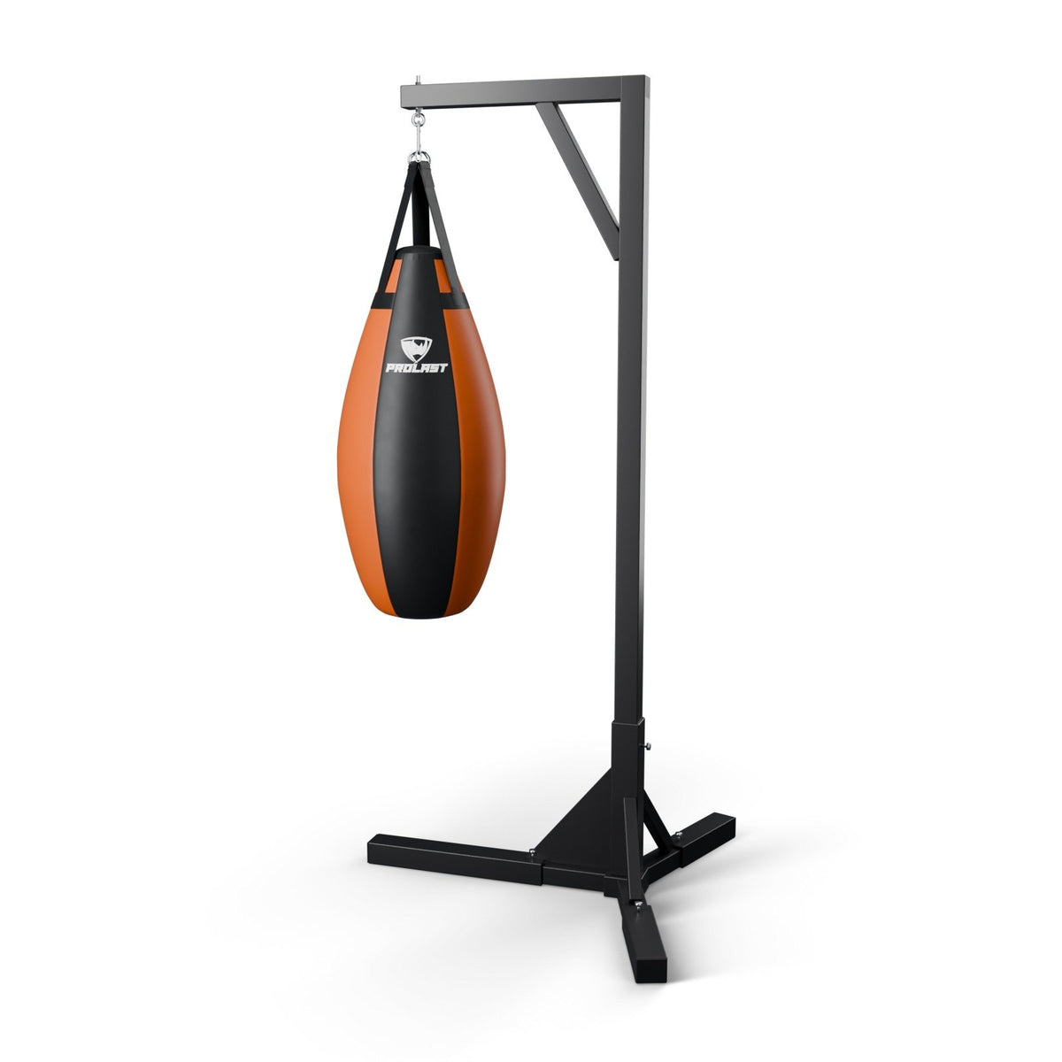 This teardrop bag hanging from a PROLAST single bag stand on a steel snap hook through its D-rings (stand sold separately)