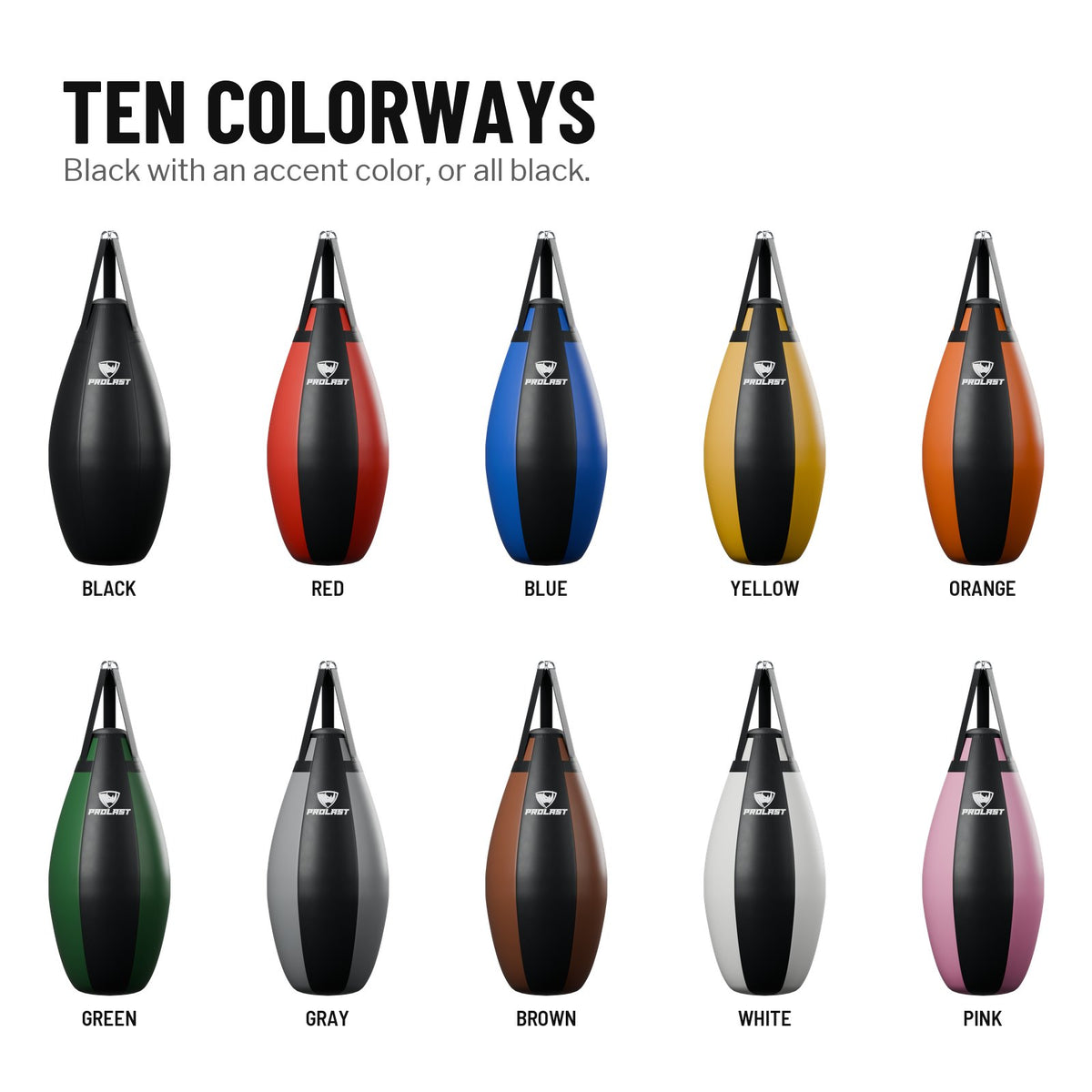 PROLAST teardrop bags in ten colorways