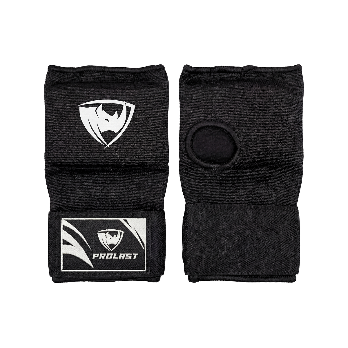 PROLAST Quick Wraps in black: the back of the hand with the logo, and the palm side