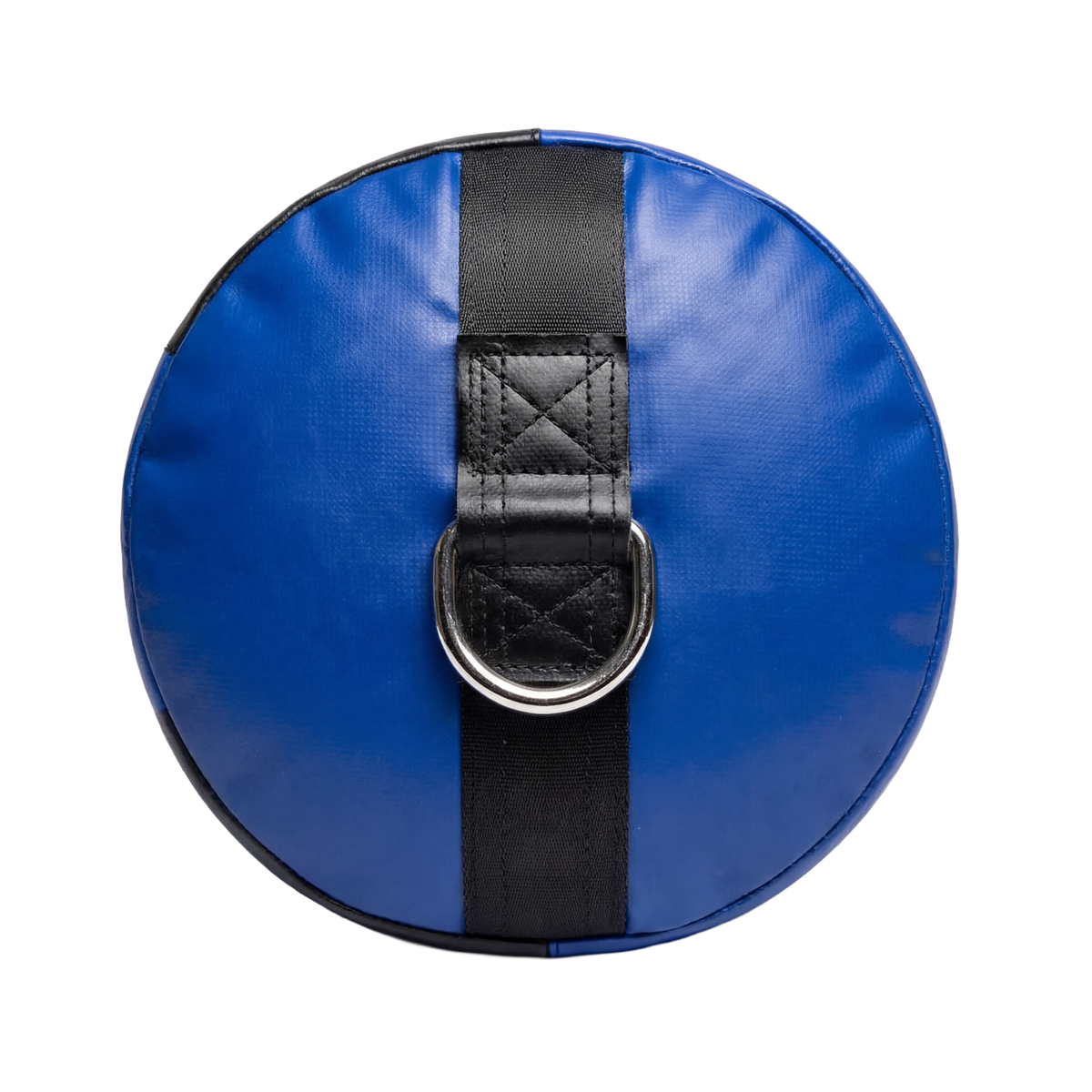 The bottom D-ring on the base of a blue PROLAST heavy bag