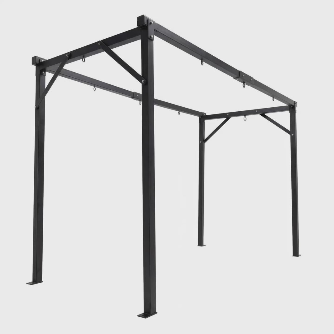 Video of the PROLAST heavy-duty 8-station heavy bag stand, a black steel frame for eight bags