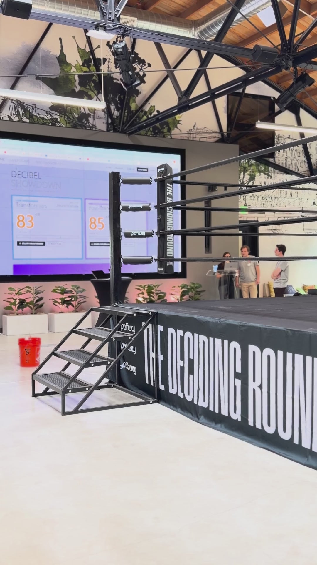 PROLAST boxing ring corner and stairs at an event