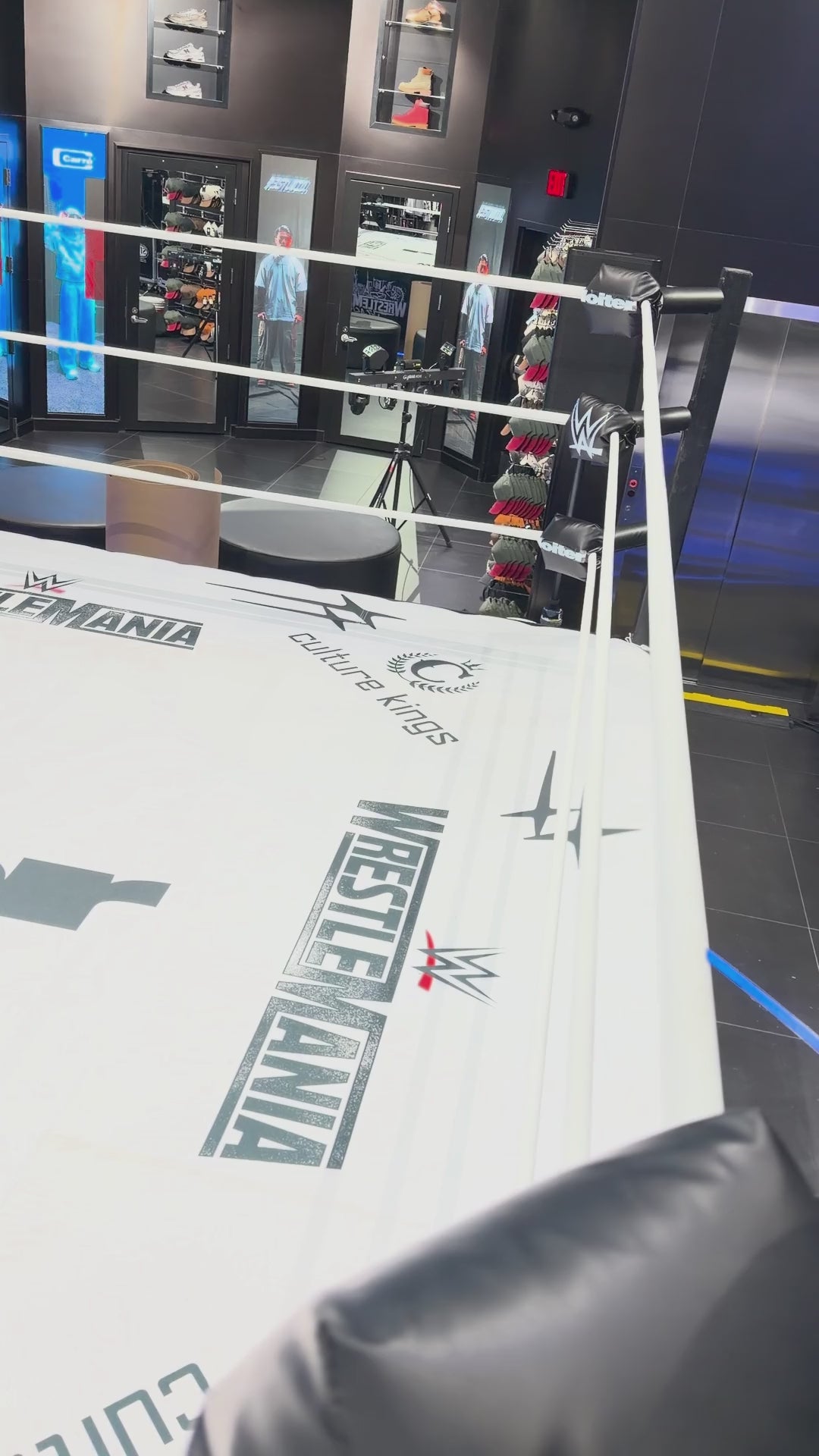 Printed white canvas and ropes of a PROLAST boxing ring