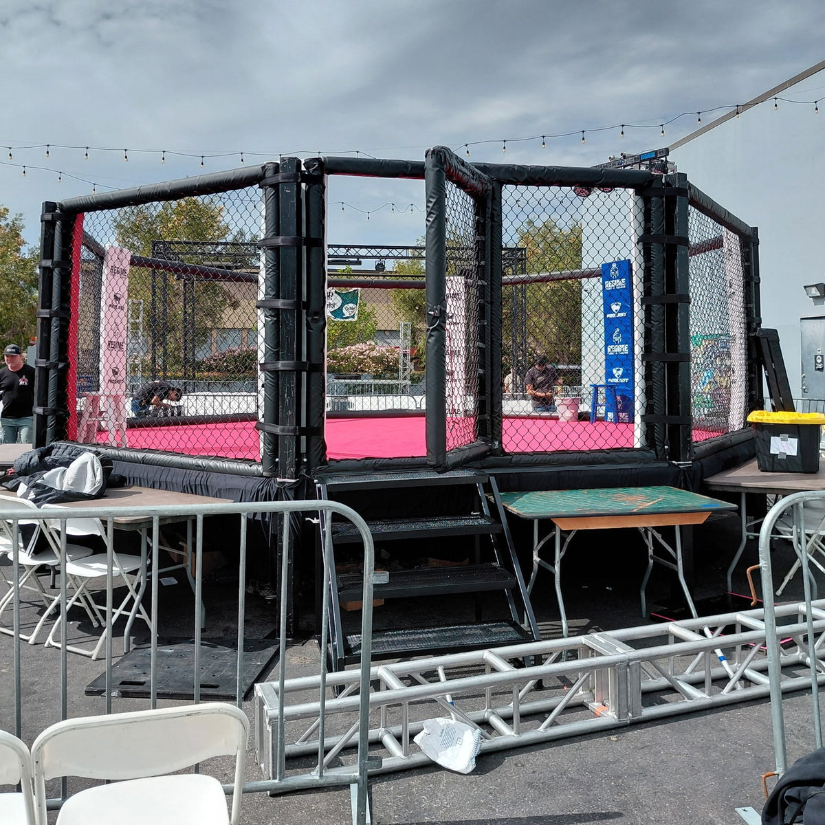 PROLAST MMA cage set up for an outdoor event
