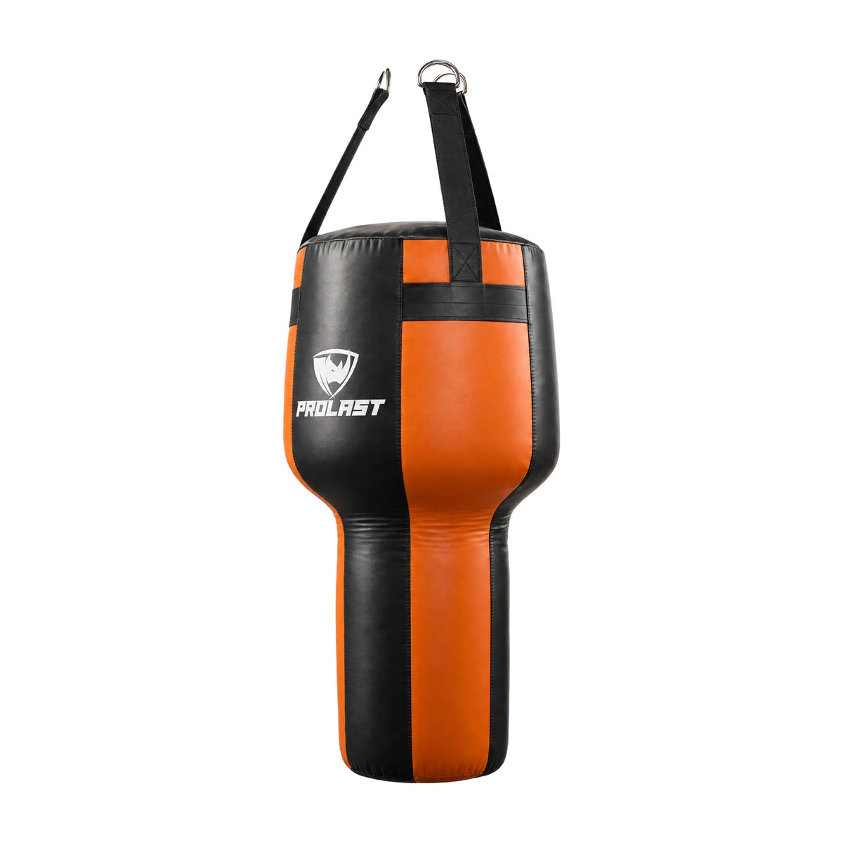 PROLAST black and orange angle heavy bag turned to show a side panel