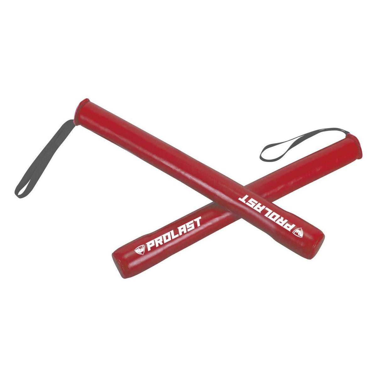 PROLAST boxing trainer PRO ELITE striking sticks in red, a crossed pair with PROLAST lettering and black wrist loops