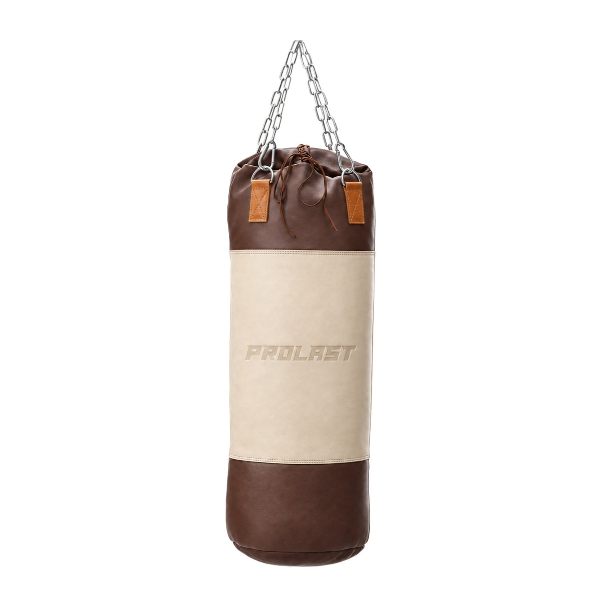 PROLAST Multi-Panel Leather Heavy Bag - Cream / Brown, front