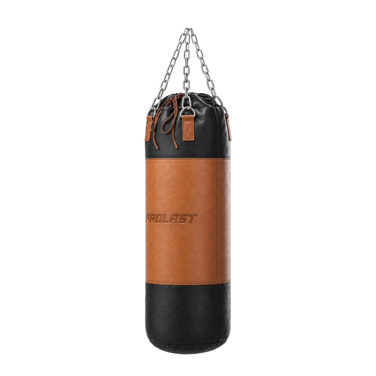 PROLAST Multi-Panel Leather Heavy Bag - Tan / Black, seen from the side