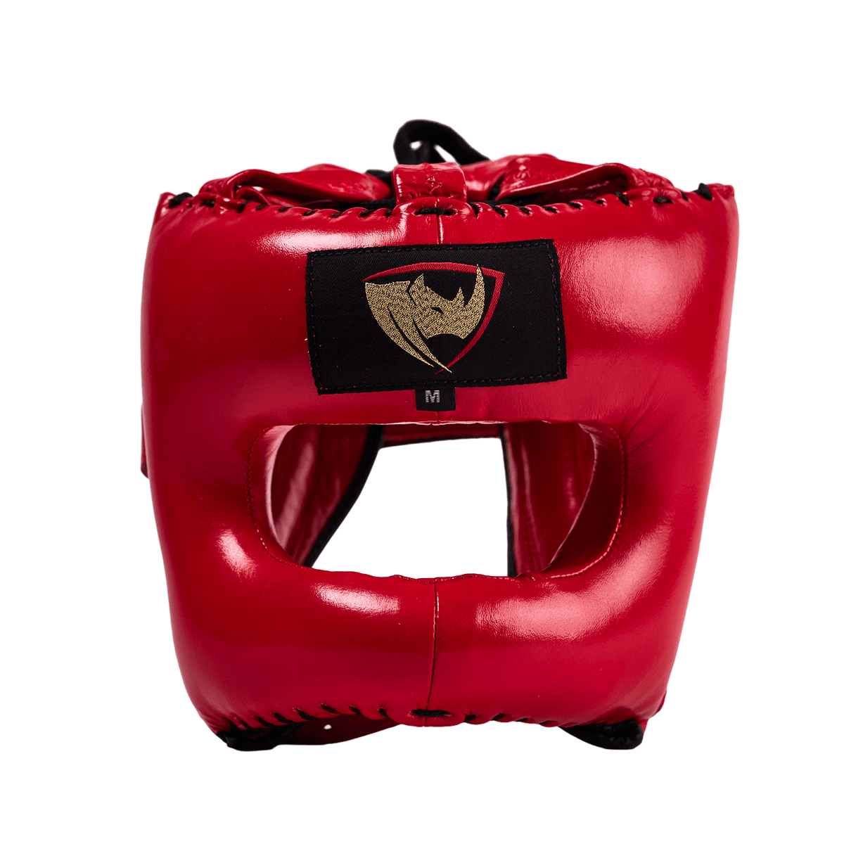 PROLAST nose bar face saver headgear in red, front view of the face opening, nose bar and logo patch