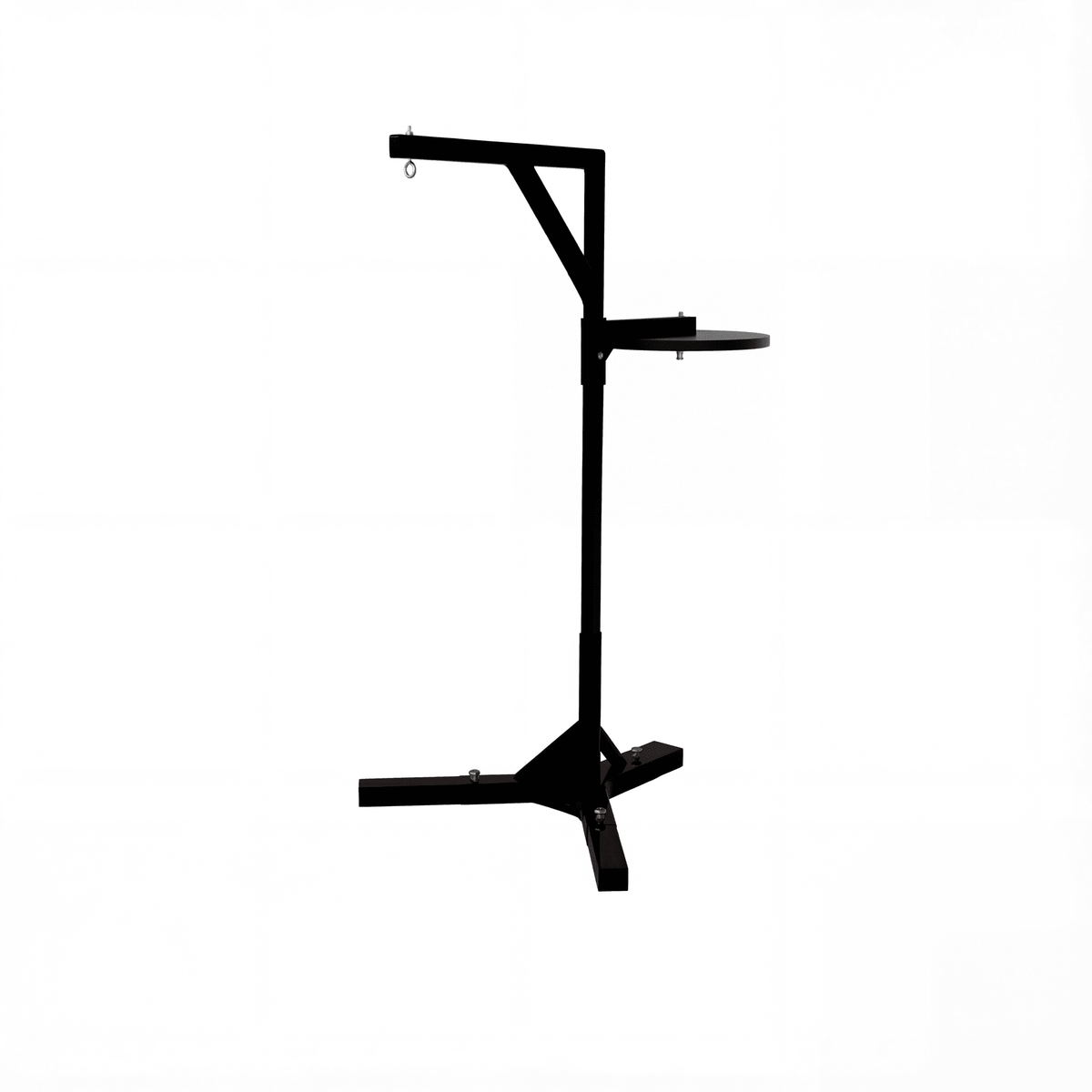 PROLAST professional boxing double stand with speed bag platform, black steel bag arm with eye hook, three-leg base