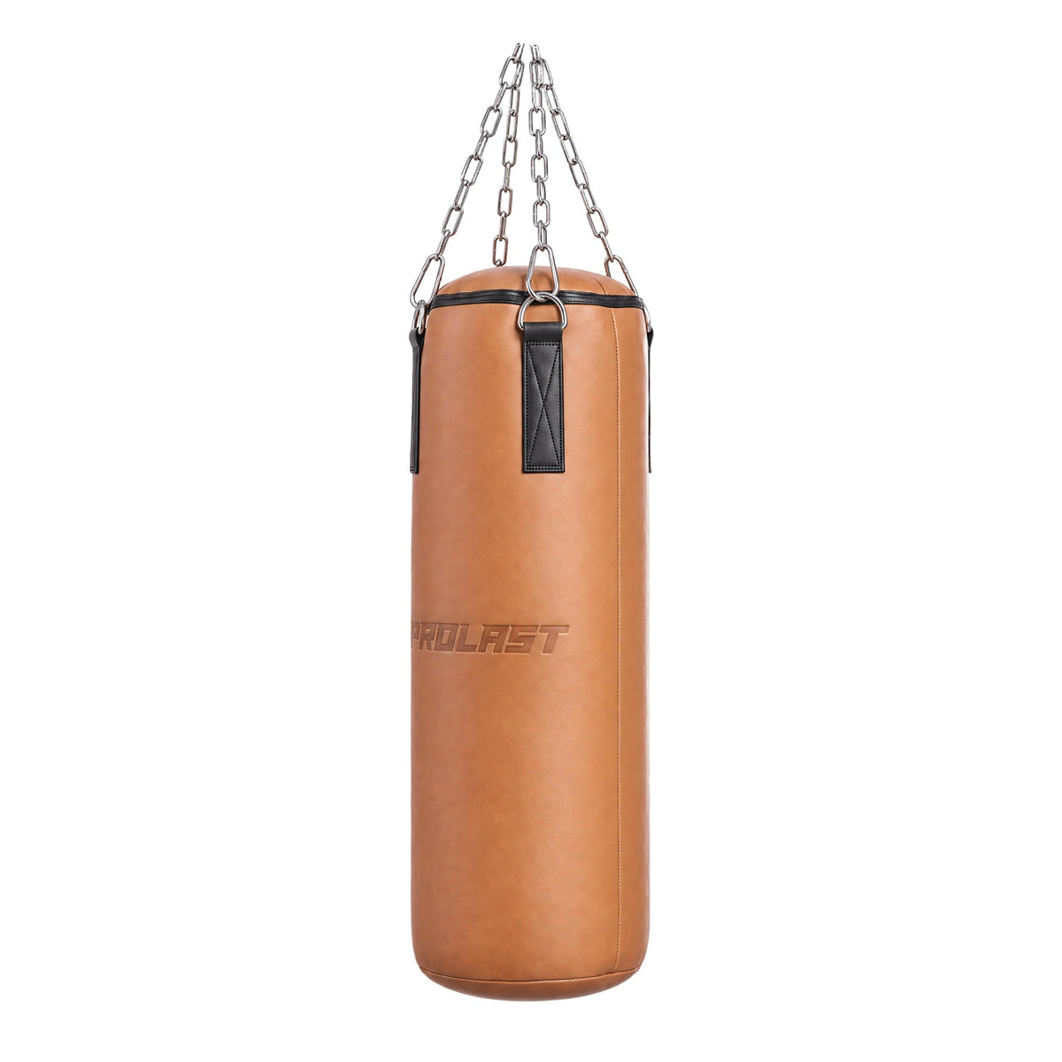 PROLAST Retro Tan Leather Heavy Bag, Black Trim, seen from the side