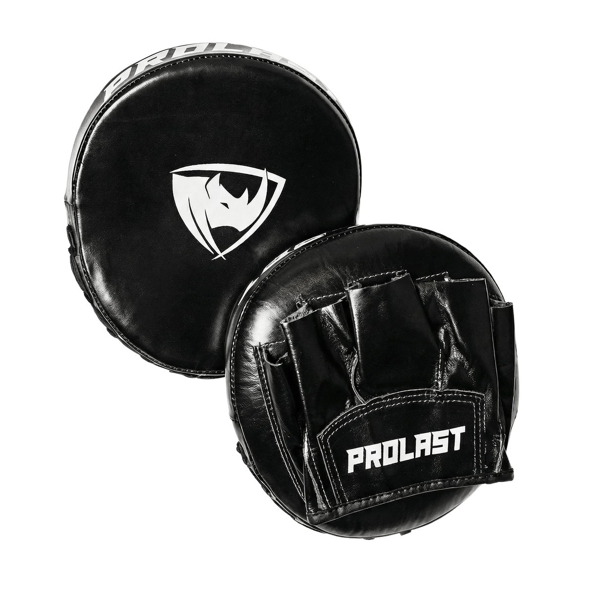 PROLAST speed mitts in black, pair stacked, rhino logo face behind and hand pocket with PROLAST in front
