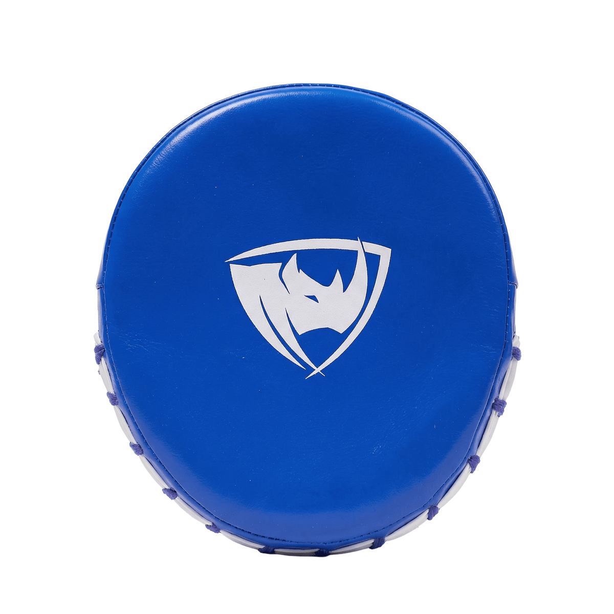 PROLAST speed mitts in blue, single mitt face-on with the white rhino shield logo and white edge stitching