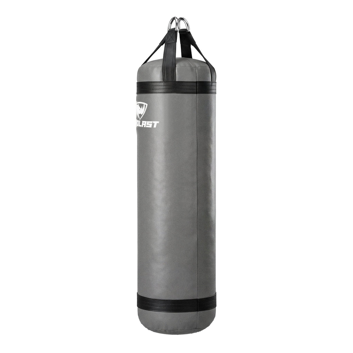 PROLAST 6 ft XL 300 lb stock heavy bag, smoke grey with black trims and straps, side view
