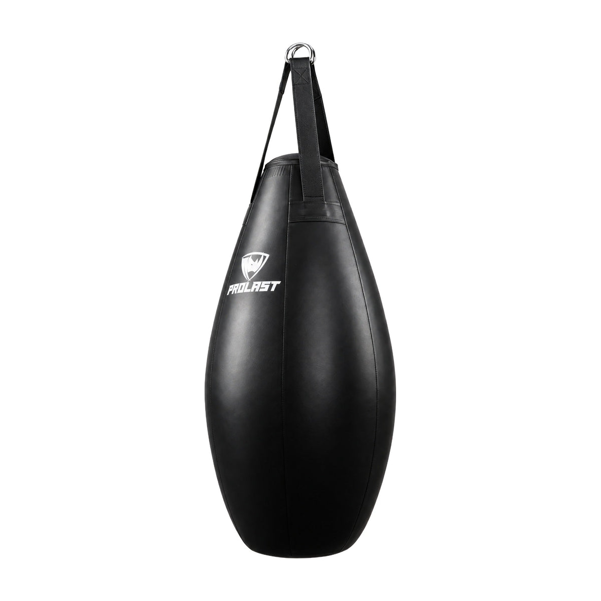 PROLAST all black teardrop heavy bag turned to show a side panel