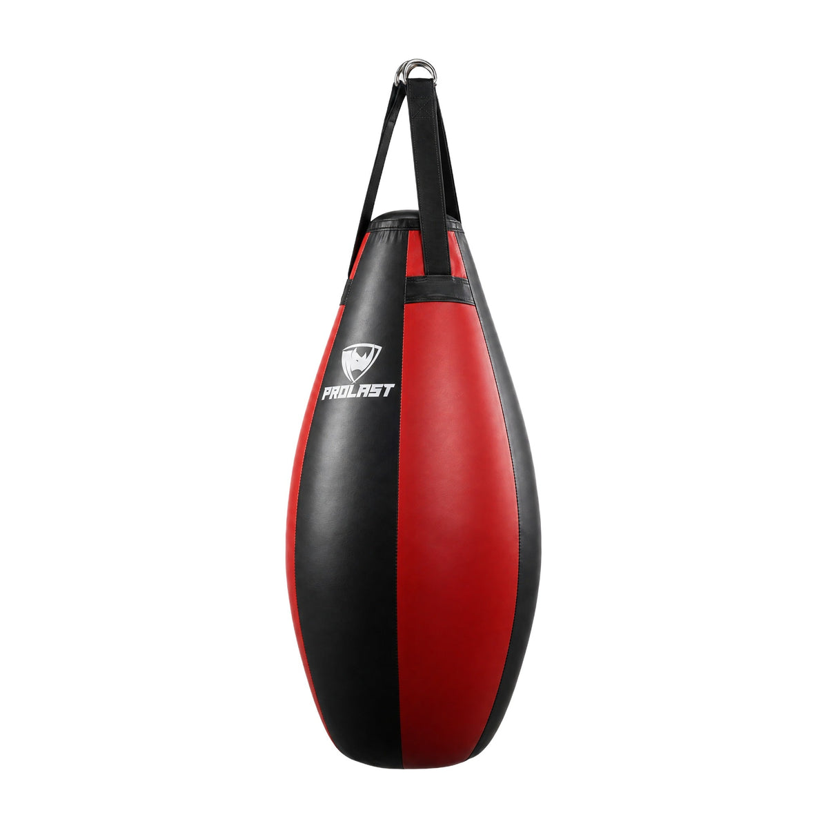 PROLAST black and red teardrop heavy bag turned to show a side panel