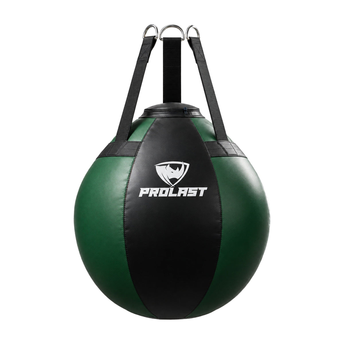 PROLAST black and green wrecking ball heavy bag, front