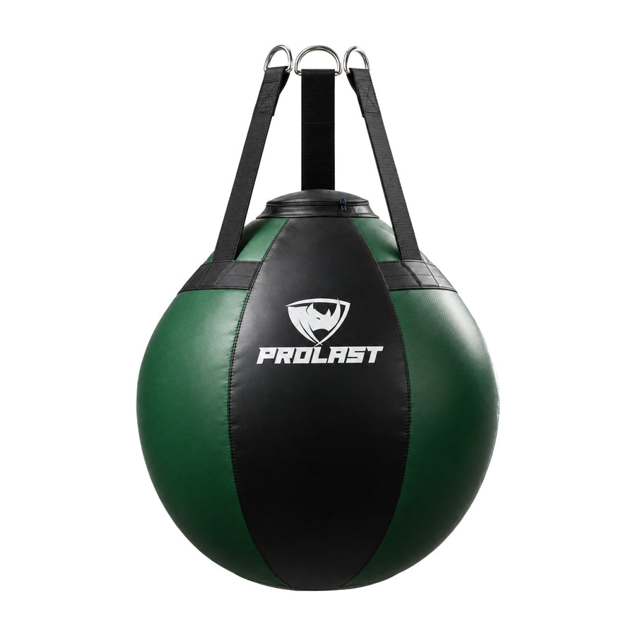 PROLAST black and green wrecking ball heavy bag, front