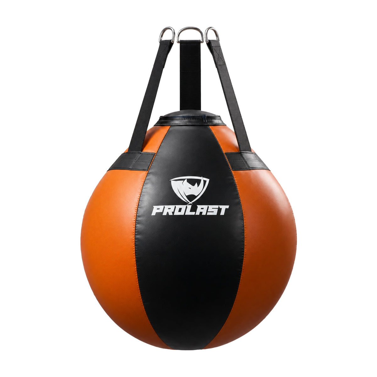 PROLAST black and orange wrecking ball heavy bag, front