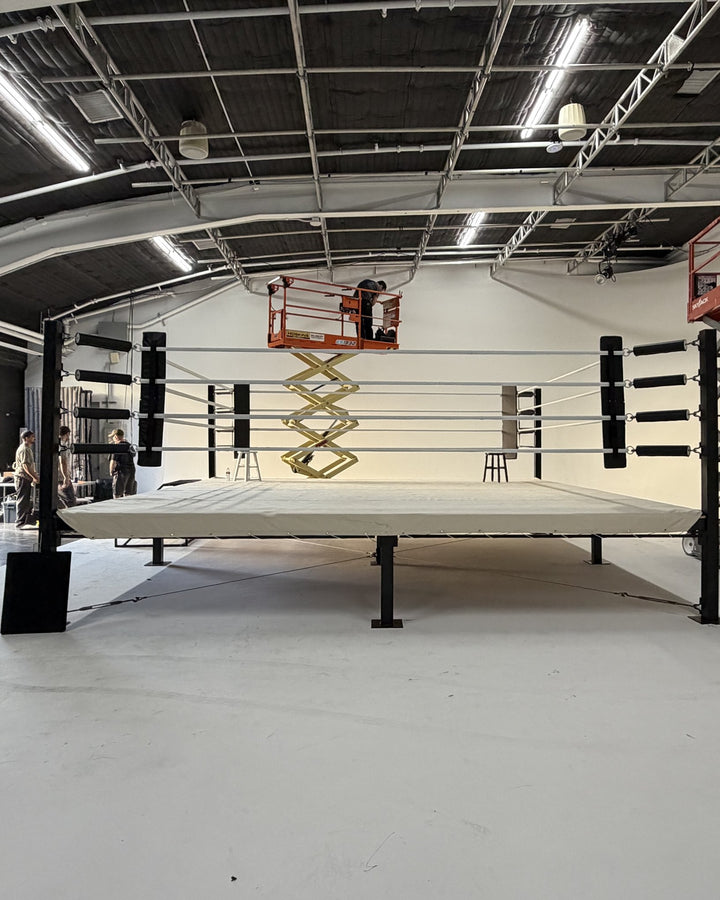 Boxing ring, white canvas