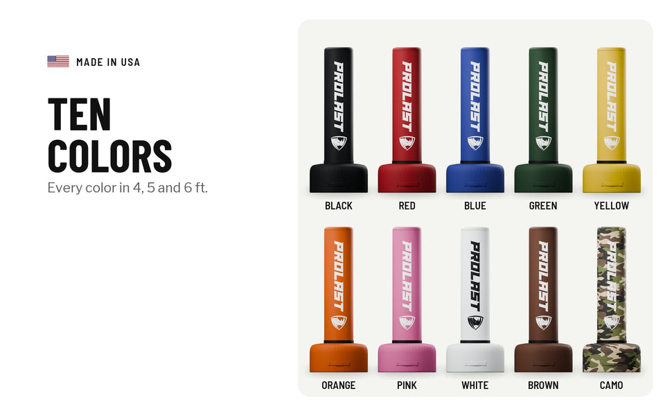 Ten colors: black, red, blue, green, yellow, orange, pink, white, brown and camo