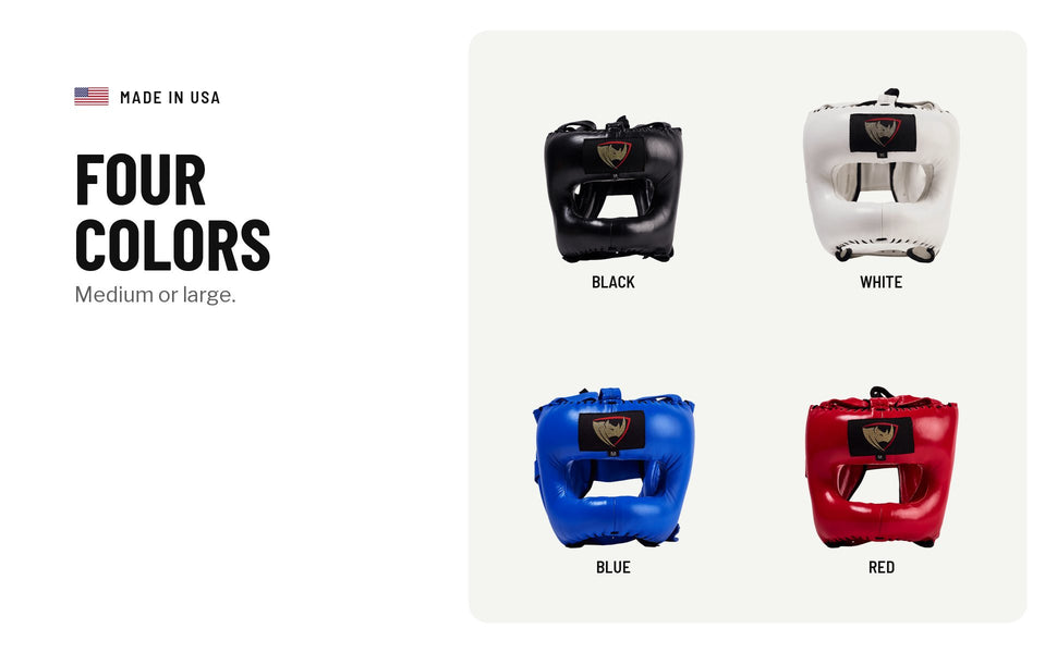 Four colors: black, white, blue and red; medium or large