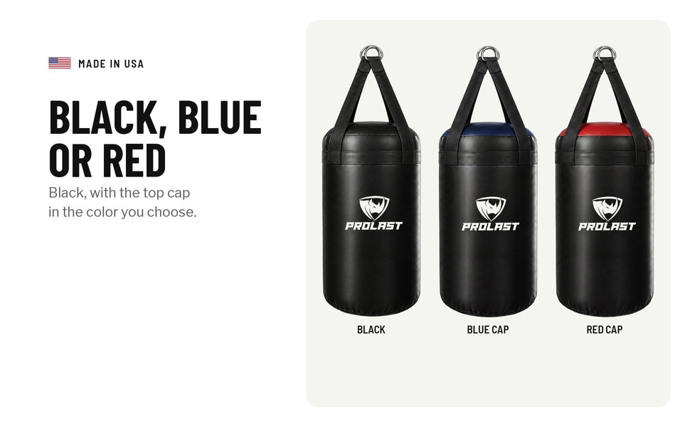 Black, blue or red: a black bag with the top cap in the color you choose