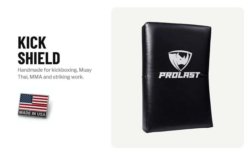 PROLAST kick shield in black: handmade for kickboxing, Muay Thai, MMA and striking work