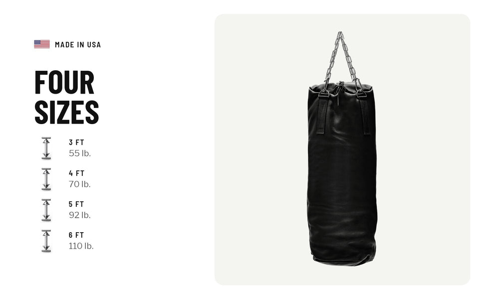 Four sizes: 3 ft 55 lb, 4 ft 70 lb, 5 ft 92 lb, 6 ft 110 lb