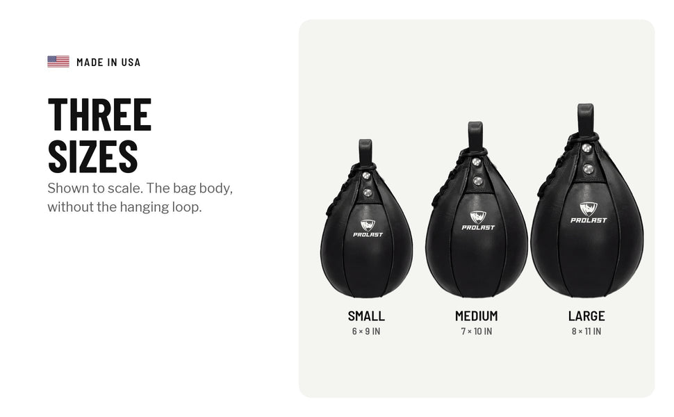 Three sizes, shown to scale: small 6 by 9 in, medium 7 by 10 in, large 8 by 11 in