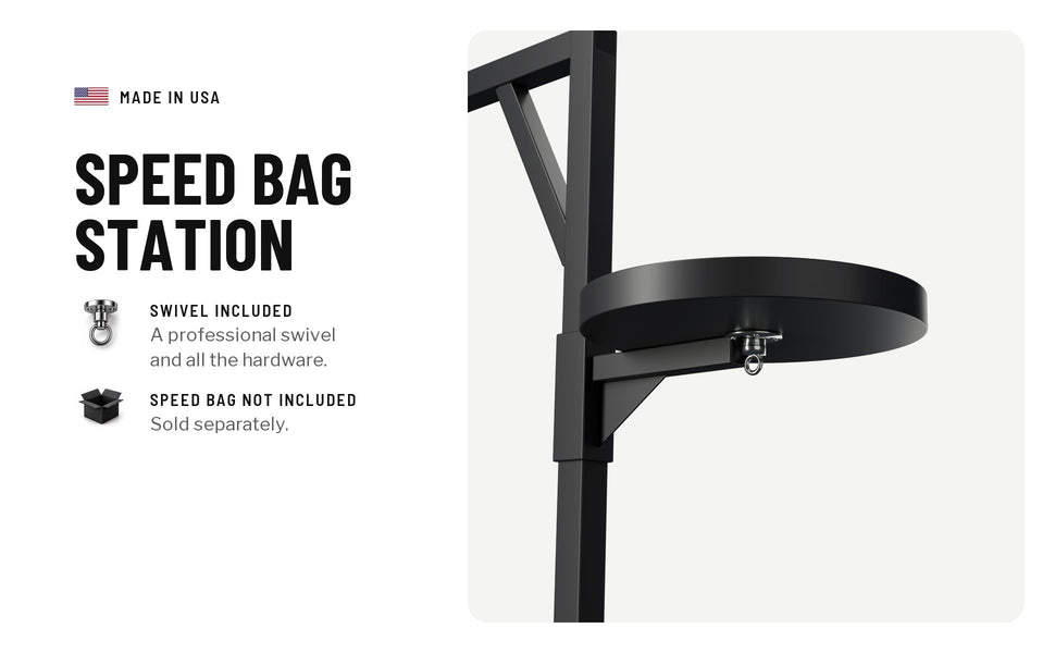 Speed bag station: the platform with a professional swivel and all the hardware, included; speed bag not included, sold separately