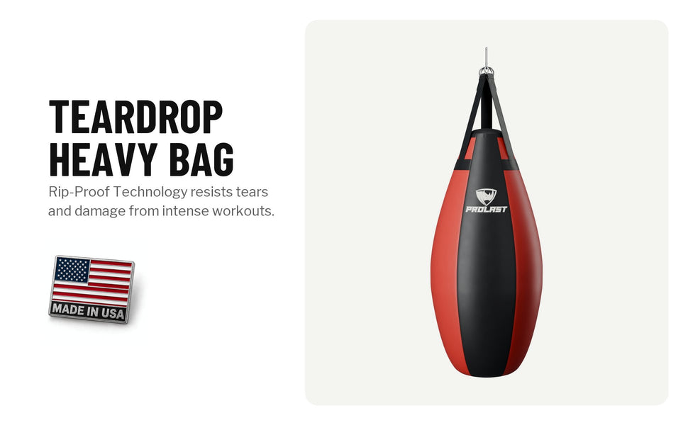 PROLAST teardrop heavy bag in red and black