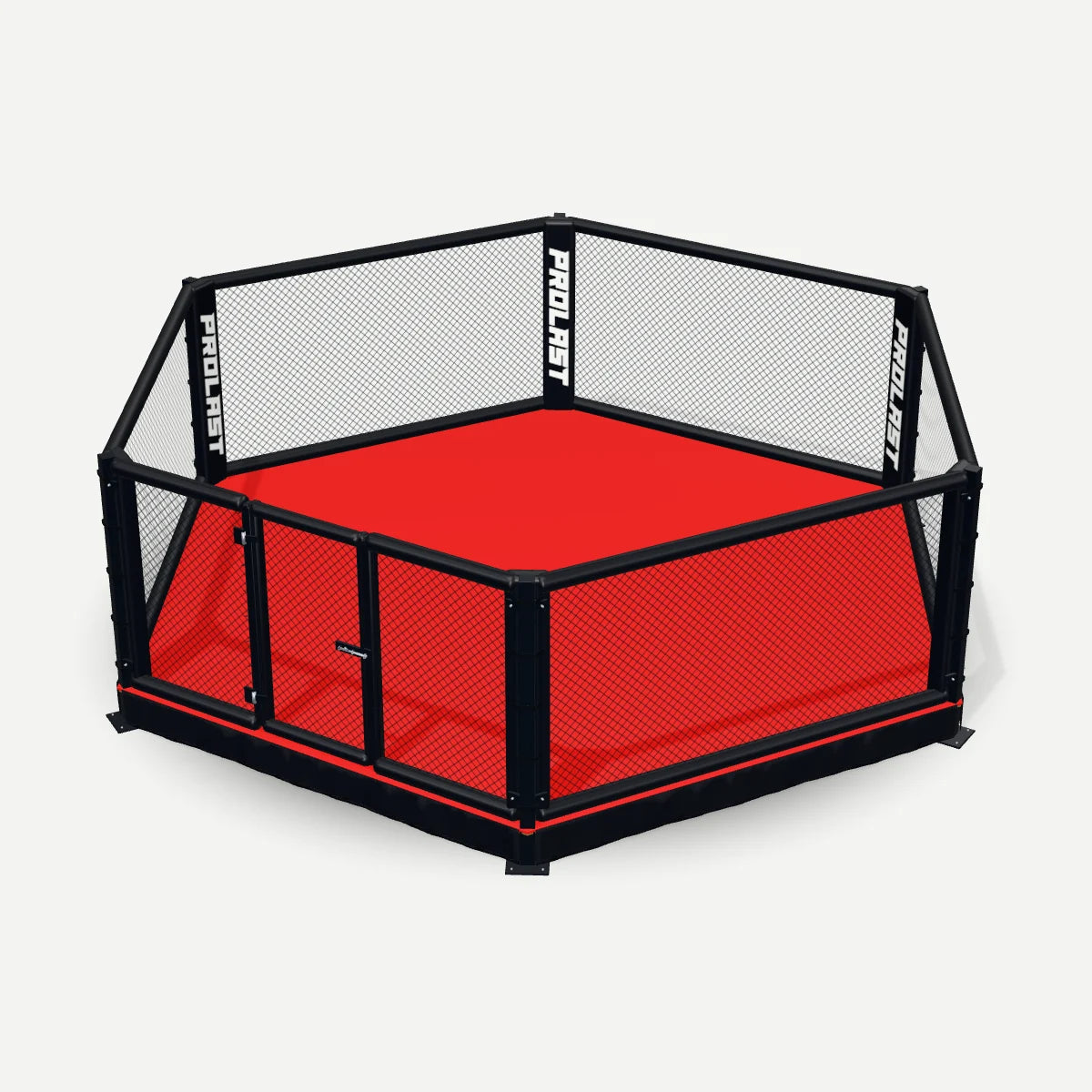 PROLAST custom hexagon MMA cage, 20’ × 20’, 1 ft platform