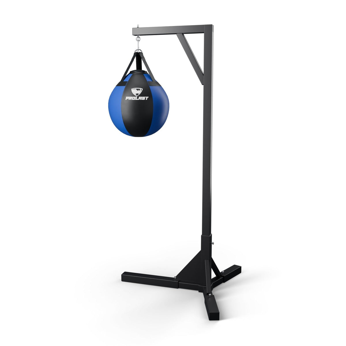 This wrecking ball hanging from a PROLAST single bag stand on a steel snap hook through its D-rings (stand sold separately)