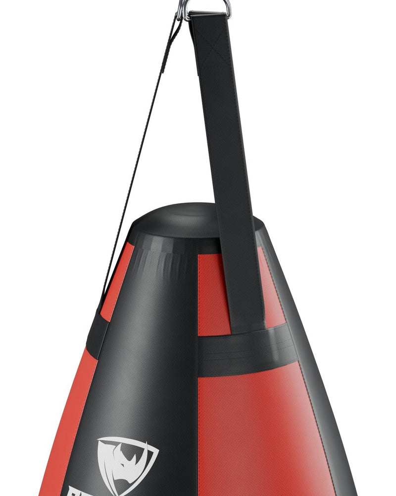 The straps and chrome-covered D-rings on top of a PROLAST teardrop bag